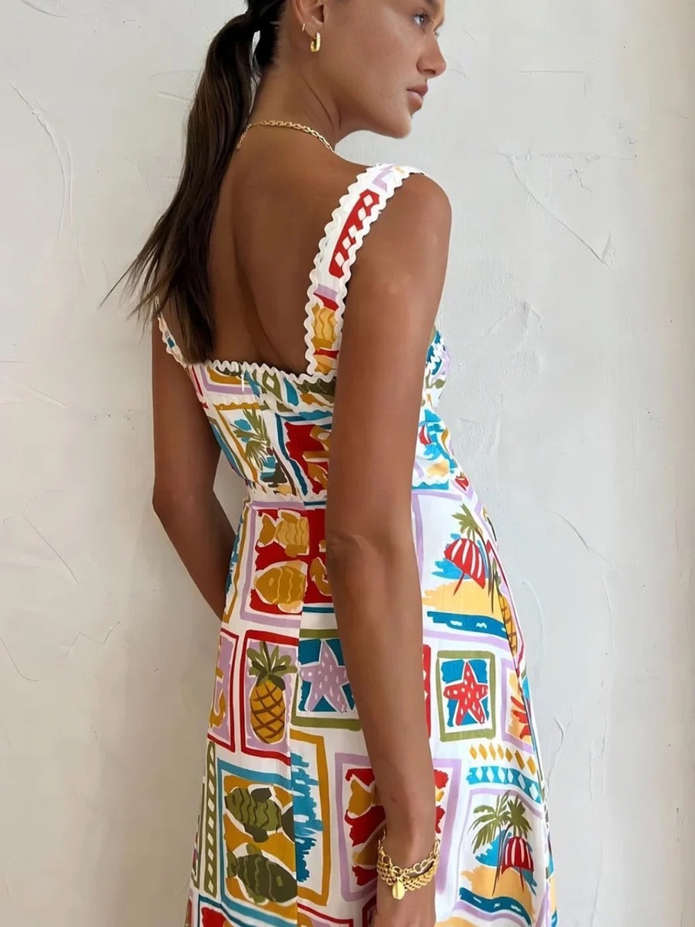 Commense Graffiti Print Sleeveless Long Dress - Picture 7 of 12